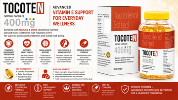 TOCOTEN 400mg Tocotrienol Softgel – Advanced Antioxidant Support for Heart, Brain &amp; Skin Wellness